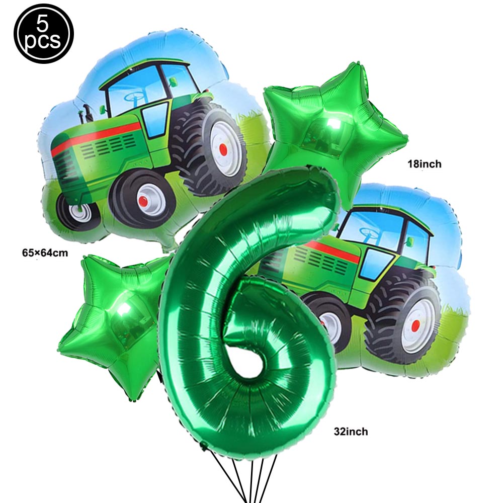 Tracteur gâteau Topper vert véhicule de ferme voitures joyeux anniversaire gâteau Topper enfants ferme tracteur thème fête tracteur gâteau décorations: Beige