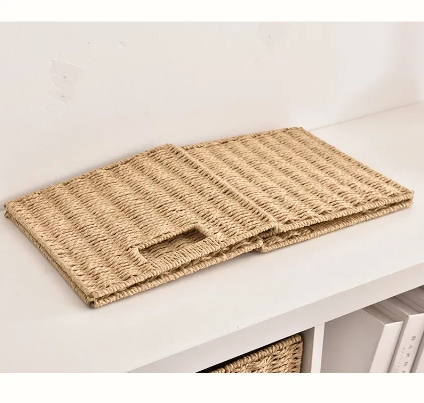 Storage Box Imitation Rattan Woven Lattice Cabinet Storage Basket Desktop Sundries Snacks Clothes Toys Woven Storage Basket