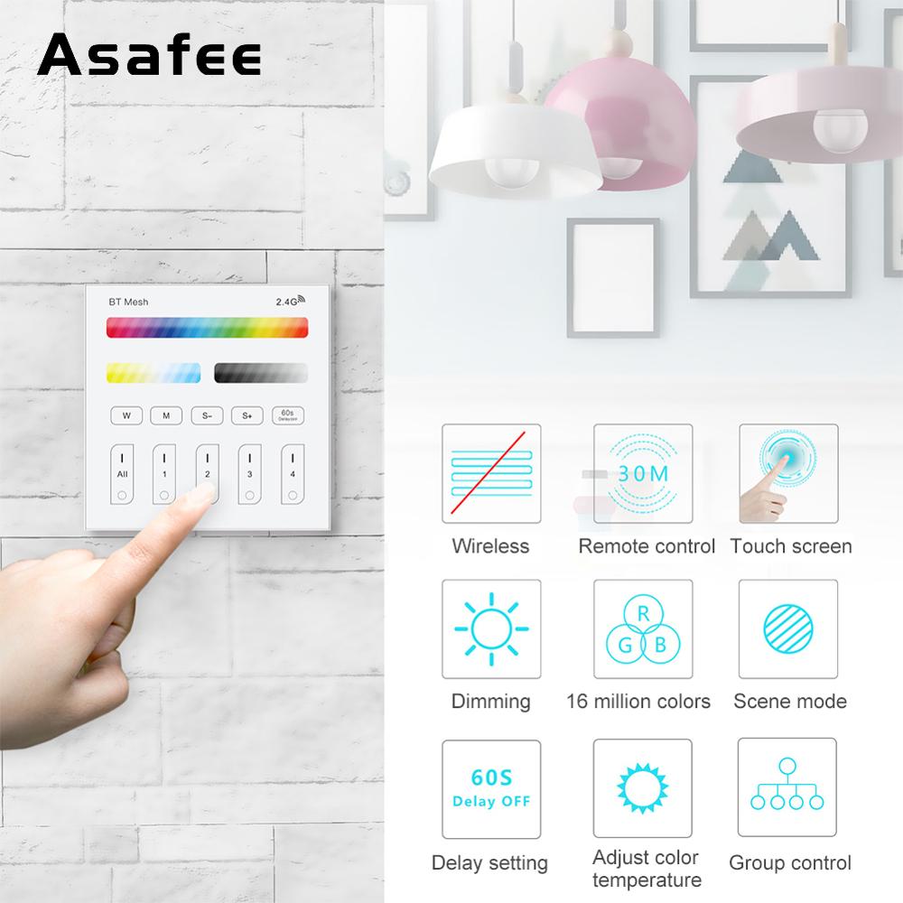Bluetooth berøringsbryter hvit krystallglass panel led dimmer bt mesh smart berøringspanel fjernkontroll for smart hjem