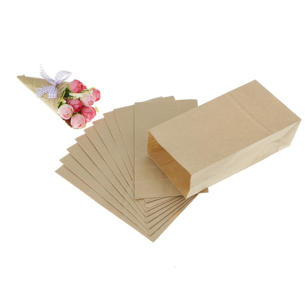 10pcs Brown Kraft Paper Bags Biscuits Packaging Wrapping Supplies for Party Wedding Favors Handmade Bread Cookies: Default Title