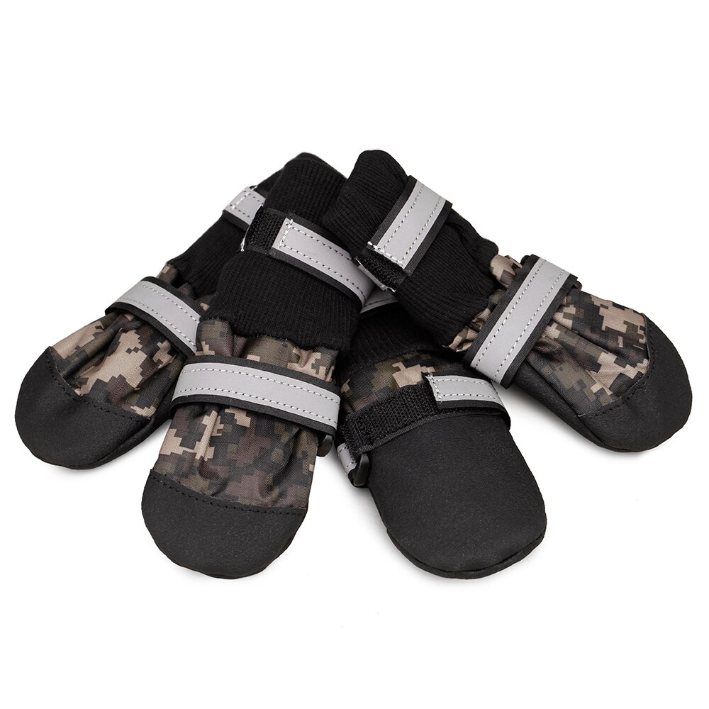 Lightweight Paw Protector Dog Boots Soft Non-Slip Leather Sole Waterproof Big Dog Shoes for Comfort and warm in 4 Sizes: Camo / S