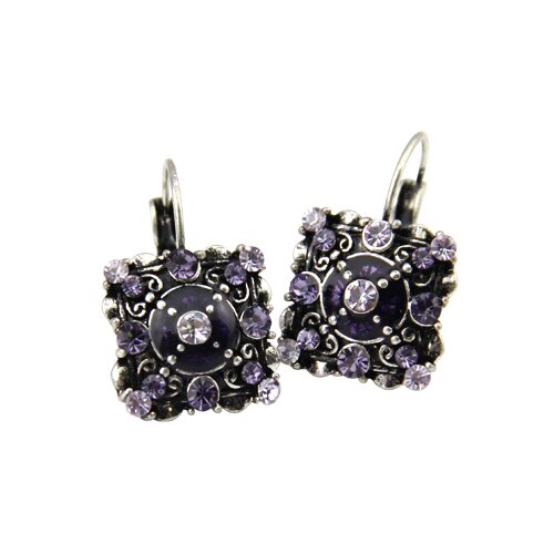 Shineland Women Accessories Vintage Square-shaped Crystal Rhinestones Statement Clip Earrings Jewelry D32887