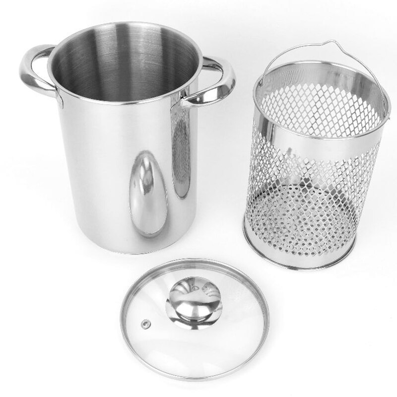 4 liters asparagus and pasta pot stainless steel steamer and sieve glass lid can use in induction cooker