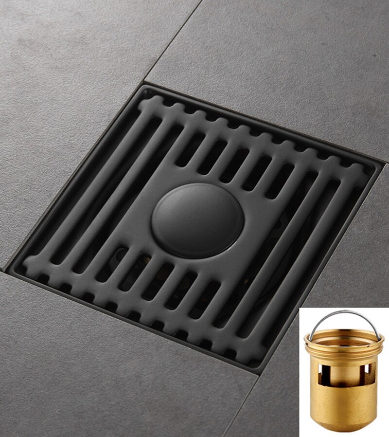 Desagüe de suelo de fila directa de gran desplazamiento, de acero inoxidable, antibloqueo y antiolor, para baño, balcón: 201 Brass  B