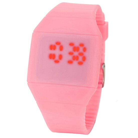 Men Lady Touch Watch Digital LED Silicone Sport Wristwatch Ultra-thin Watch Red LED: Pink