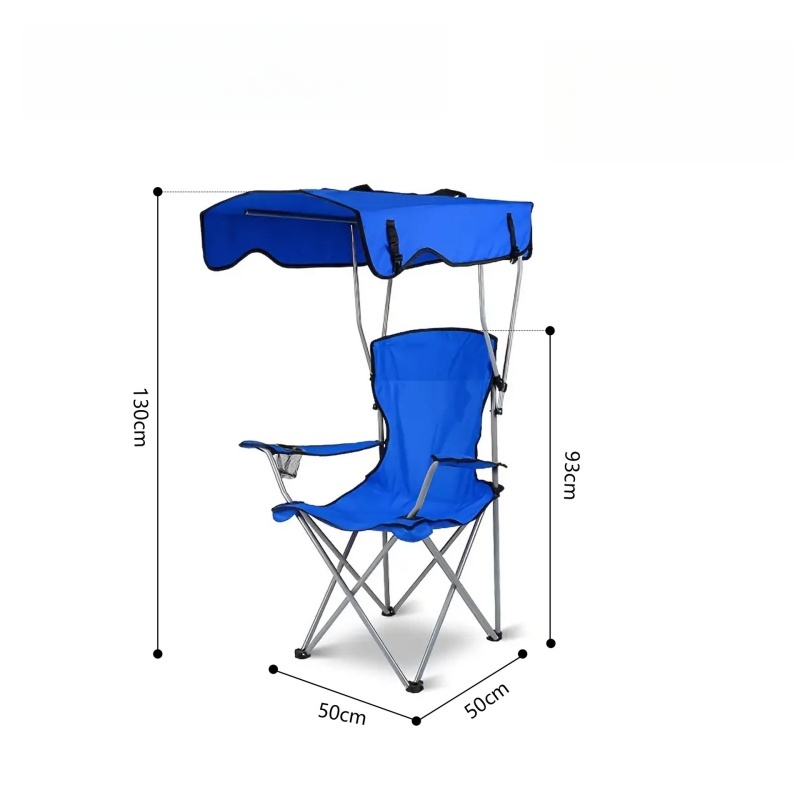 Klappbarer outdoor-campingstuhl mit sonnenschutzdach, ultraleichter strandstuhl, tragbarer angelstuhl, picknick- und freizeitstuhl: Hellblau