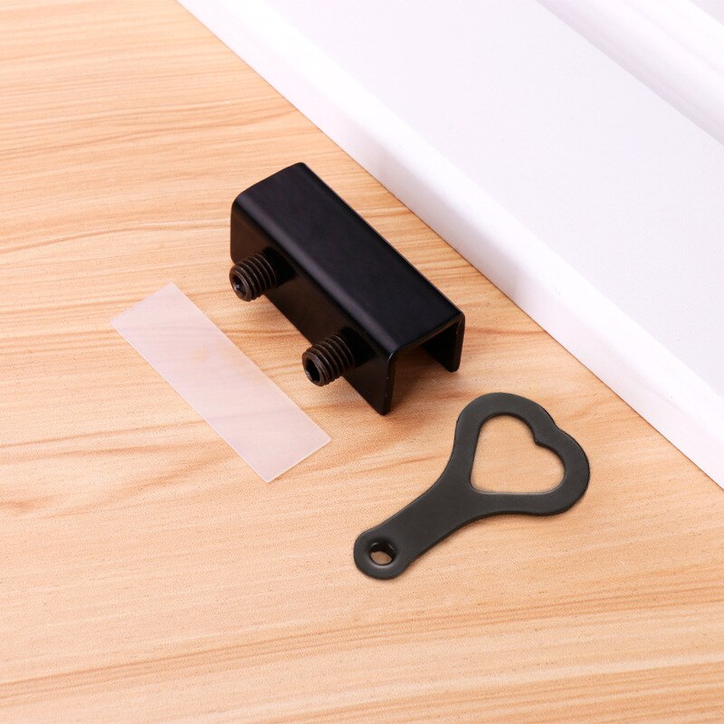 Sliding Sash Stopper Cabinet Locks Door Window Lock Limiter Window Lock Translation Screen Lock Child Window Security Lock: black double holes