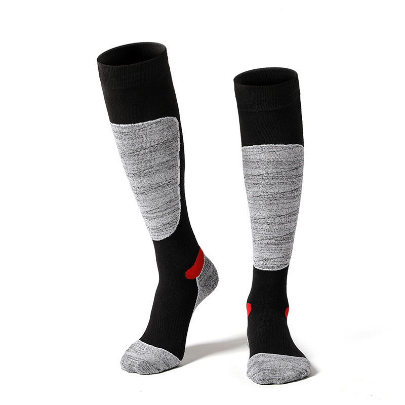 Ski Socks Thick Cotton Sports Snowboard Cycling Hiking Skiing Soccer Socks Men & Women Moisture Absorption High Elastic Socks: L / Black