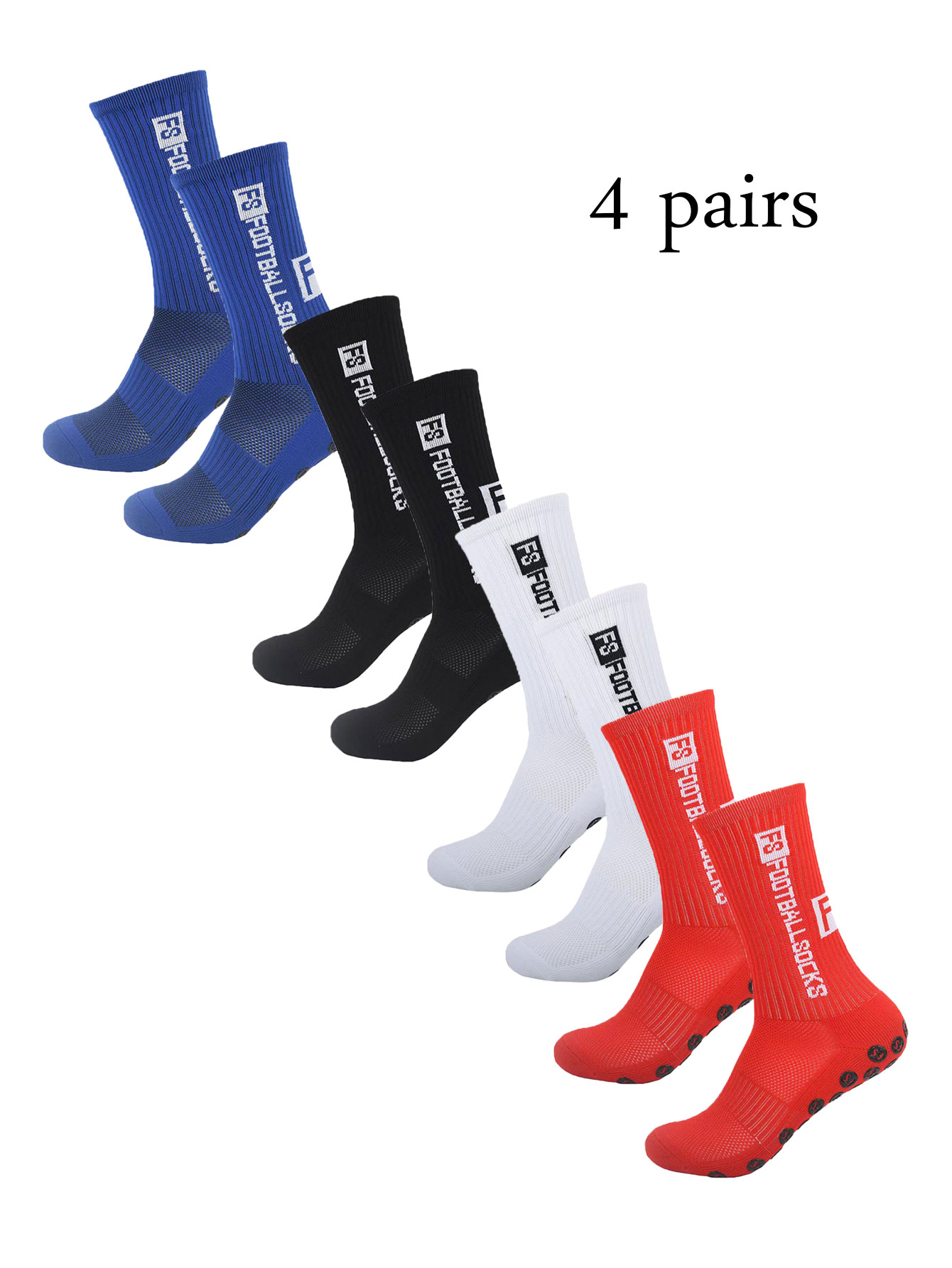 Grip Soccer Socks Anti Slip Non Slip Men's Athletic Socks for Football Basketball Sports, 4 Pair: GRAY