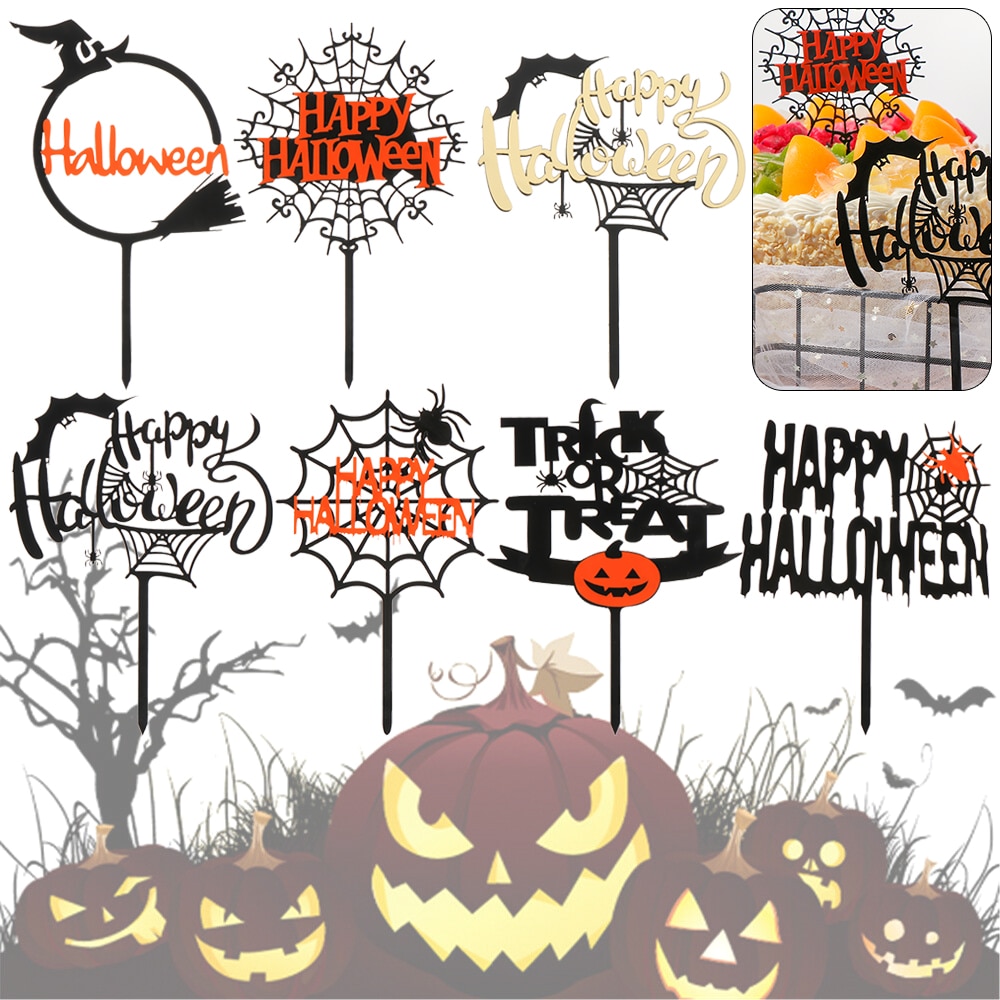 Halloween cupcake toppers dekorer blokk buh Alv spøkelse edderkopp heks lue katt kake dessert kake dekorasjon toppers festutstyr