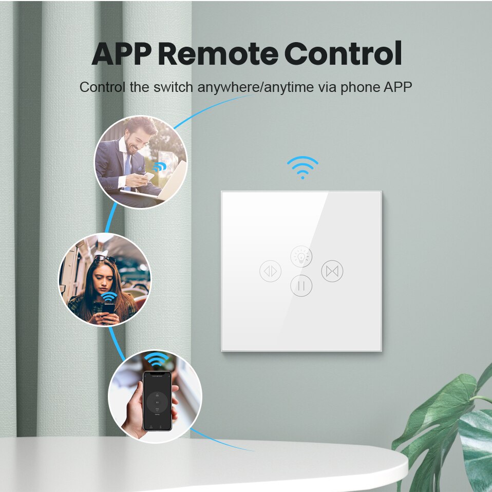 AVATTO – interrupteur de rideau lumineux WiFi Tuya, pour moteur électrique, volet roulant/stores, domotique intelligente, fonctionne pour Alexa,Google Home