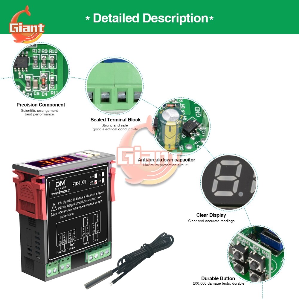 STC-1000 Digitale Regolatore di Temperatura del Termostato Termoregolatore Relè di Riscaldamento di Controllo di Raffreddamento per Incubatrice 12V 24V 110V 220V