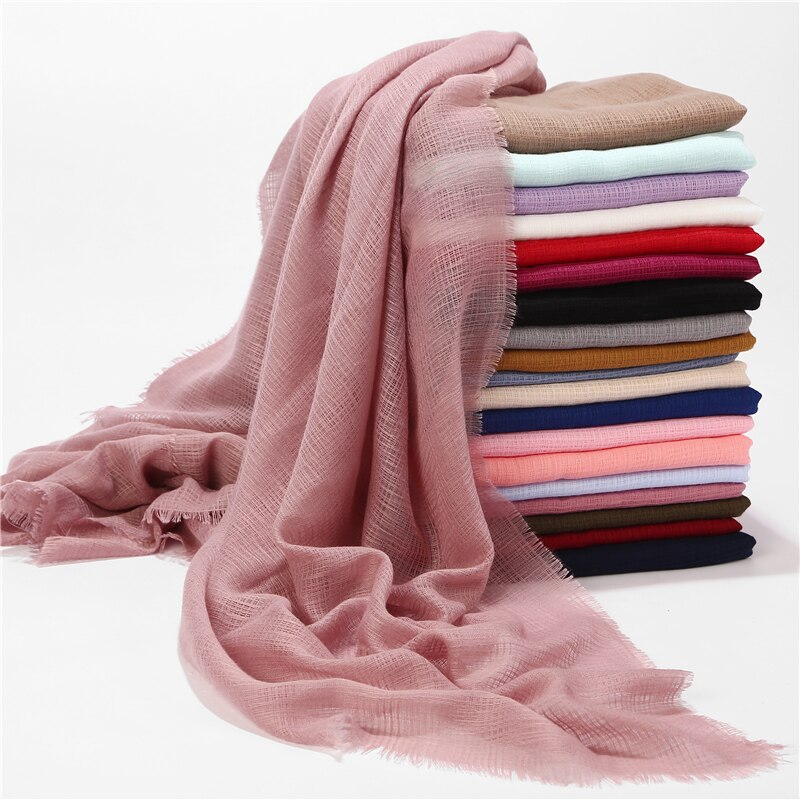 Solid maxi plaid hijab tørklæde sjaler muslimske tørklæder blød bomuld hijab pashmina wraps pandebånd tørklæder stor størrelse 180*90cm