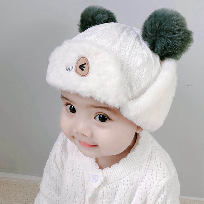 Baby Boys Girls Hat Kids Children Cute Ear Flap Muff Winter Warm Plush Cotton Cap