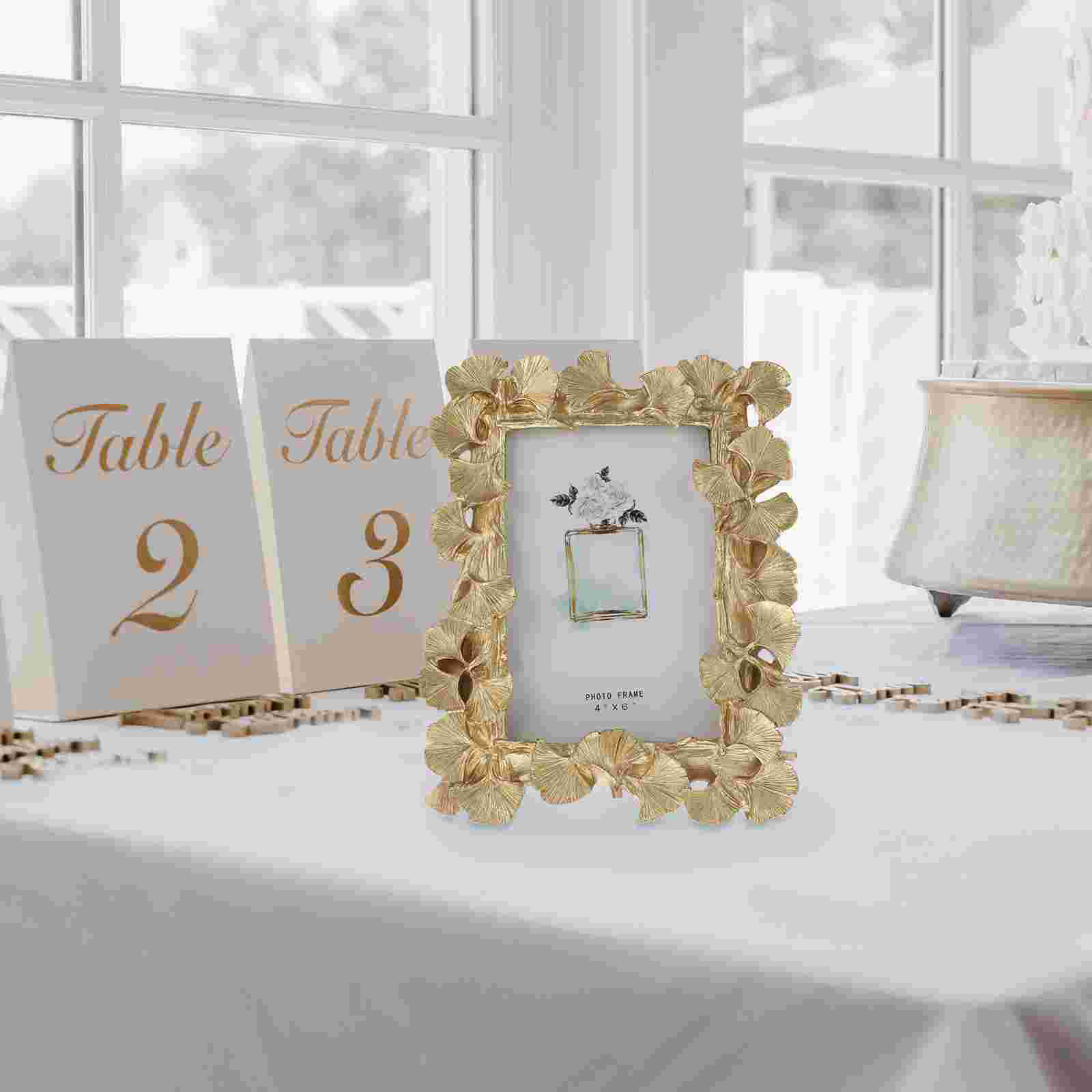 Gold Gingko Leaf Photo Frame Retro Bedroom Table Frame Adornment Decoration