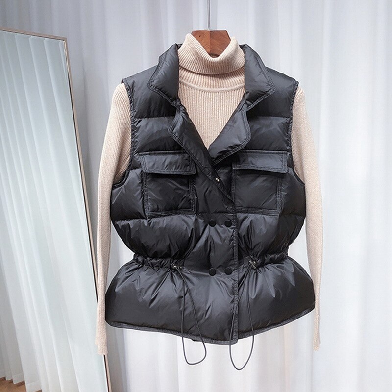 Licht Down Vest Vrouwen Korte Vest Winddicht Lichtgewicht Warm Vest Witte Eendendons Down Jas Mouwloze