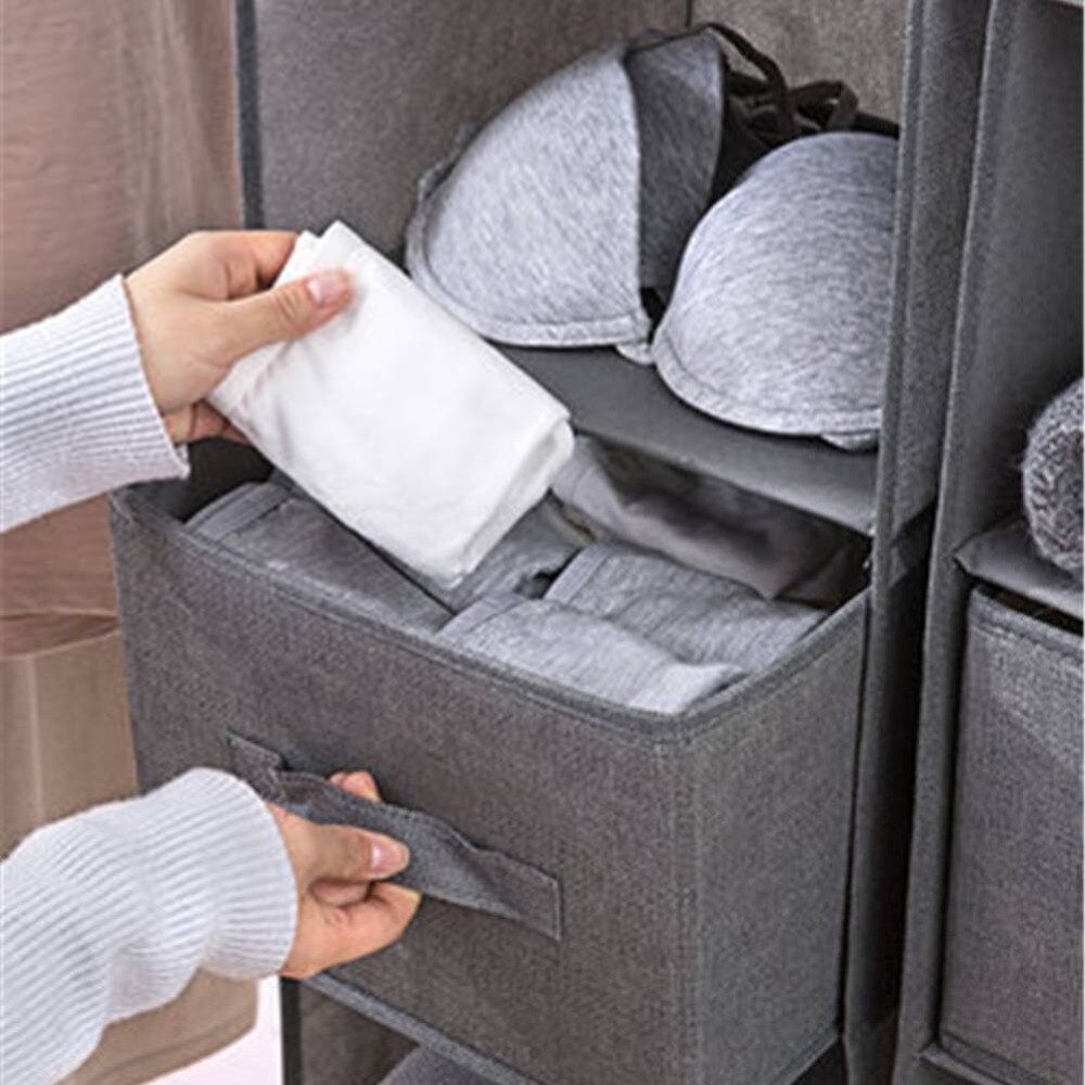 Porte-pochettes en tissu de lin à 5 cellules, organiseur de vêtements, support de garde-robe sac suspendu sac de rangement organisateurs de vêtements