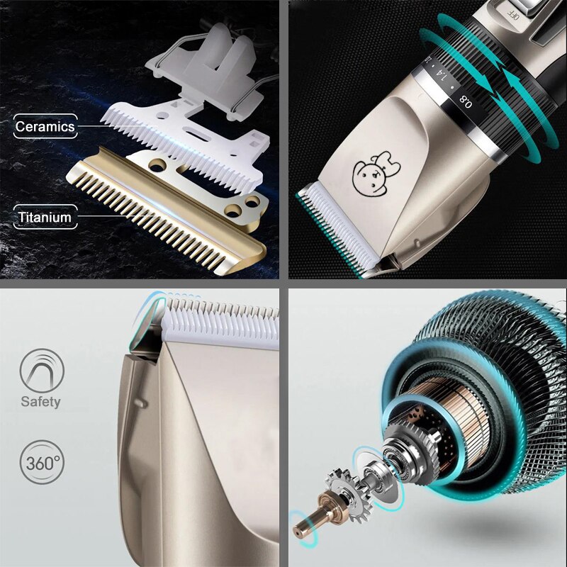 dog clippers dog hair clippers Cordless dogs grooming kit cat hair trimmer pet grooming tool USB Rechargeable Low-noise