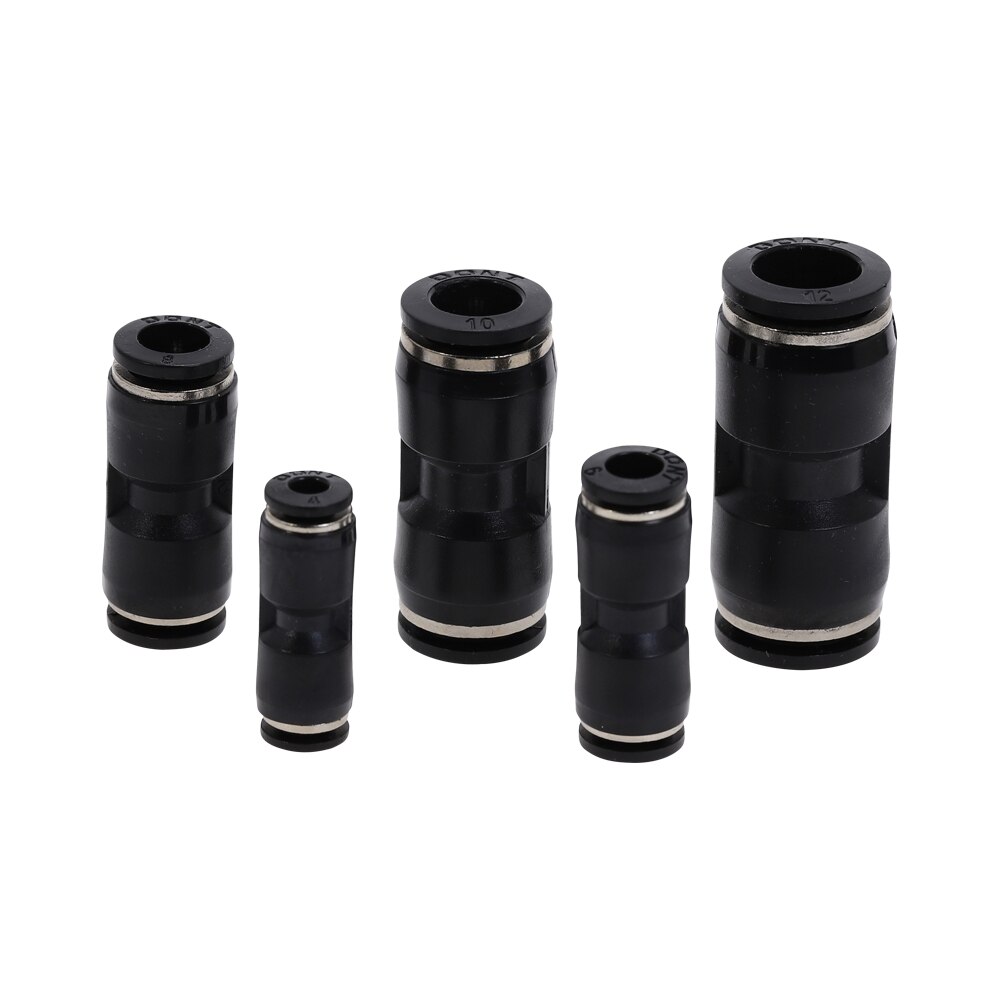 Pneumatic Fittings PU 4mm 6mm 8mm 10mm 12mm Air Water Hose Tube One Touch Straight Push-in Fittings Quick Connector Tube Black