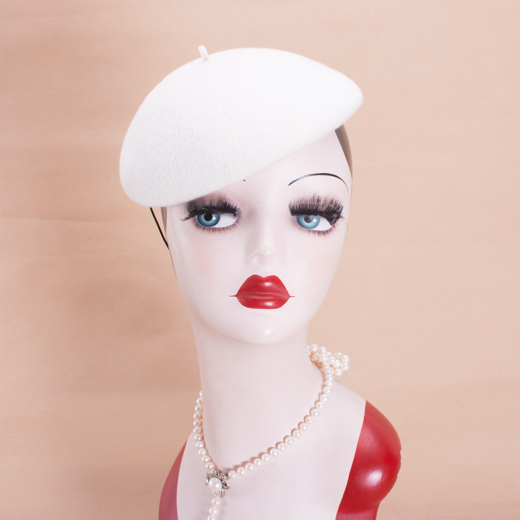 Womens Dames Royal Stijlen Zachte Witte Baret 100% Wol Vilten Hoeden Fascinators