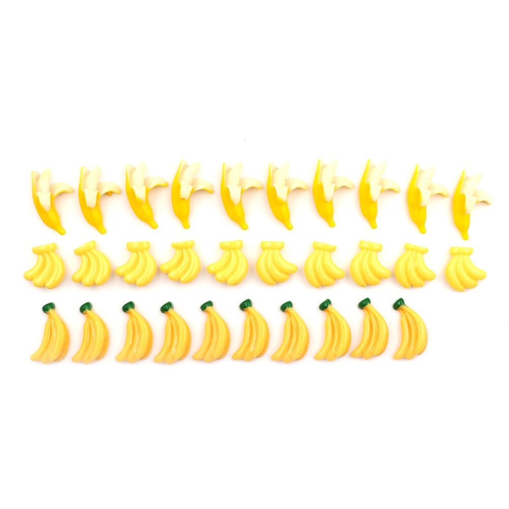 5Pcs Resin Miniatur Bananen Cabochons - Flache Rückseite DIY Basteln für Handy-Deko, Scrapbooking