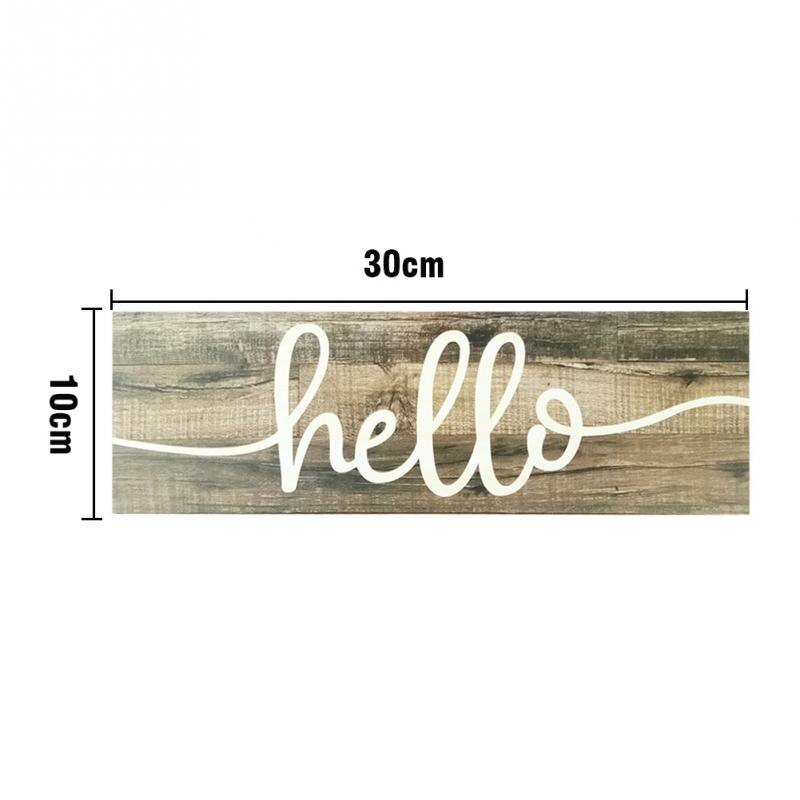 Wooden Hello Sign Rustic Farmhouse Porch Front Home Wedding Wooden Sign Door Hanging Flower Wreath Decoration Accessories