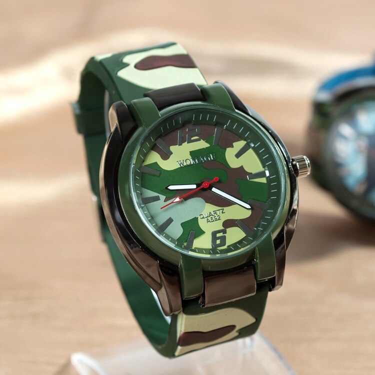 Kinderhorloges womage camouflage horloges blauw siliconen quartz horloge kinder sporthorloges goedkope prijs