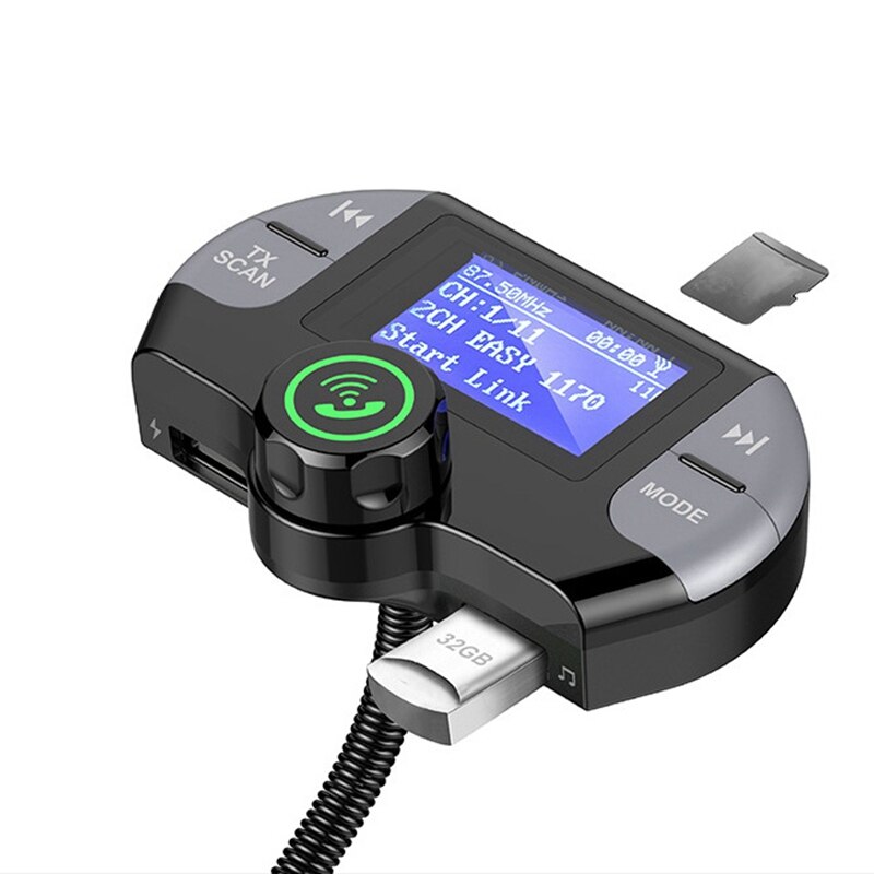 Car DAB Tuner Bluetooth 4.2 FM Transmitter Digital DAB Radio Aux Stereo Music Adapter USB Charger Support TF Card U-Disk