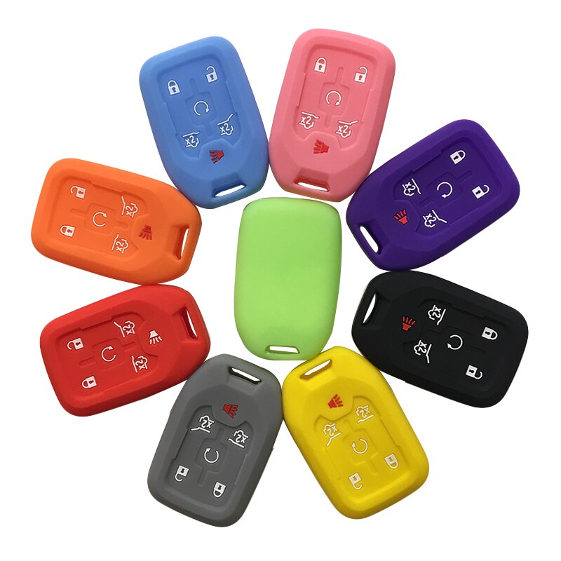 Siliconen autosleutel afstandsbediening beschermhoes voor chevrolet suburban tahoe gmc yukon 6- knops sleutelhouder beschermer