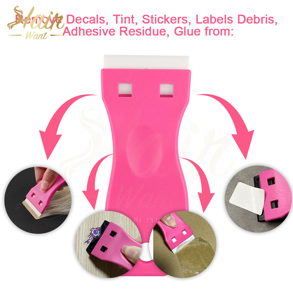 Grattoir de rasoir en plastique pour enlever l'adhésif et les autocollants, pour verre, fenêtres et surface, livres, phérique à double tranchant inclus