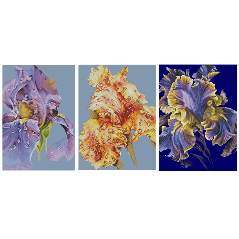 Lockande iris blommönster räknade korsstygn 11ct 14ct diy kinesiska korsstygnskit broderi handarbetsset heminredning