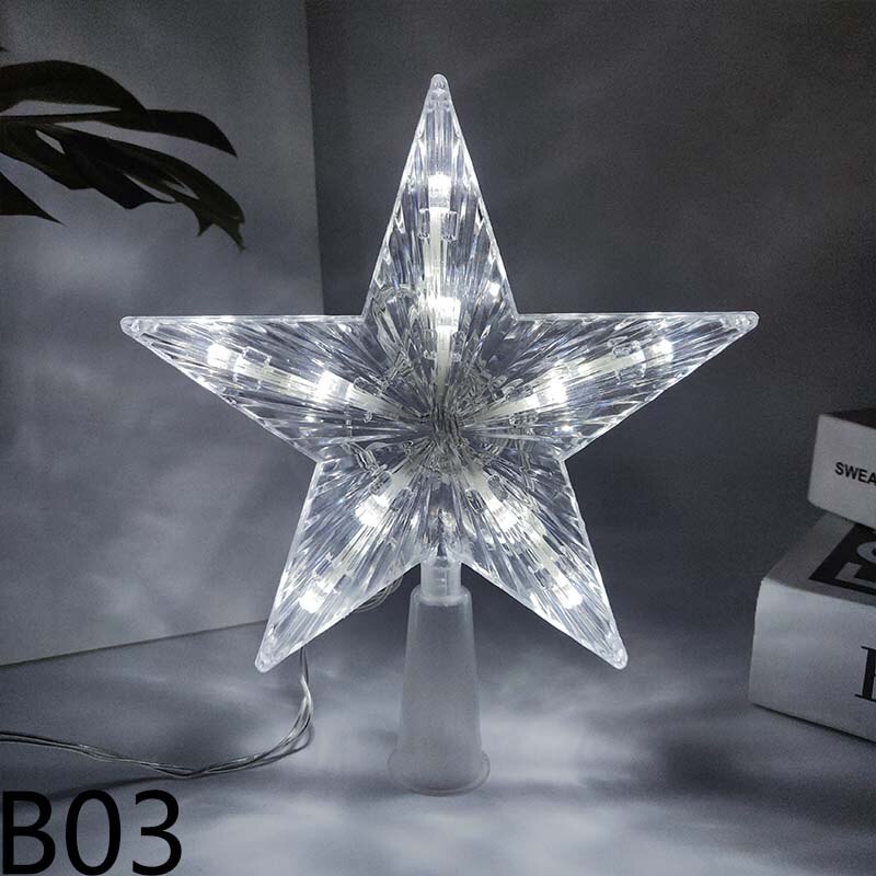 1 st 18/24.5cm julgran topp stjärna led ljus dekoration jul taklampa hem nattlampa dekor jul navidad: B03
