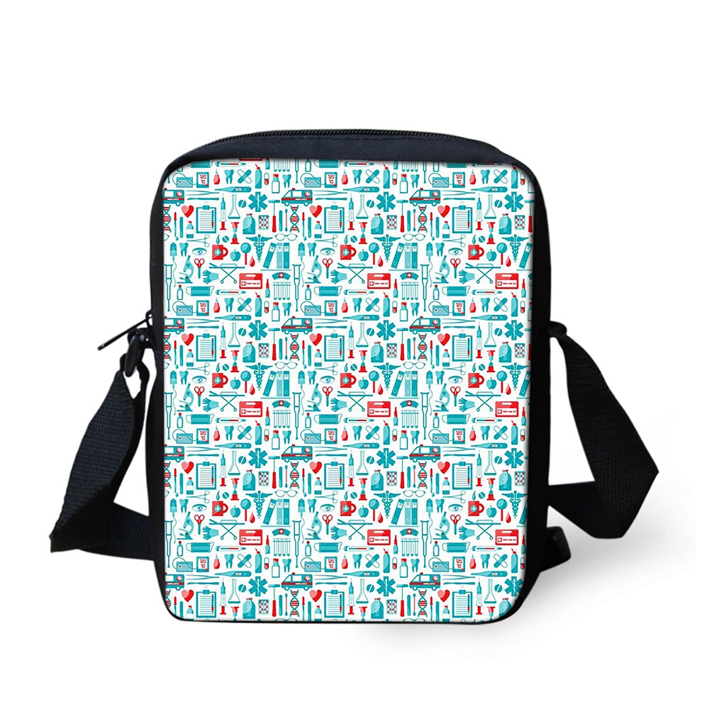 Bolso de mensajero con estampado de píldora médica de enfermera de dibujos animados de mujer, bolsos de hombro casuales, bolsos de de , Mini bolsos cruzados: Azul cielo