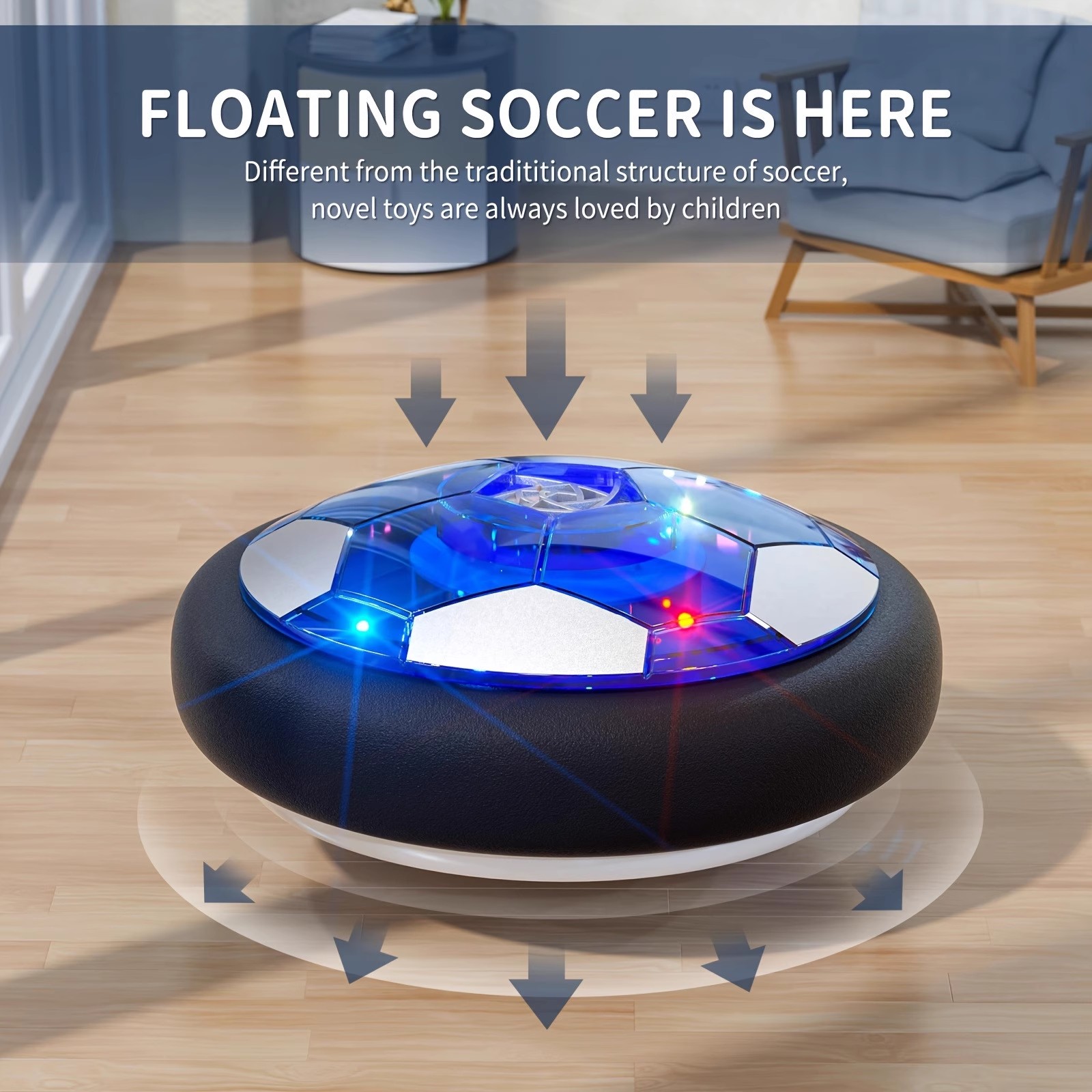 Electric Soccer Ball Hover Soccer Ball LED Light Projector Suspended Football Toys Gliding Air Cushion Floating Foam Kids
