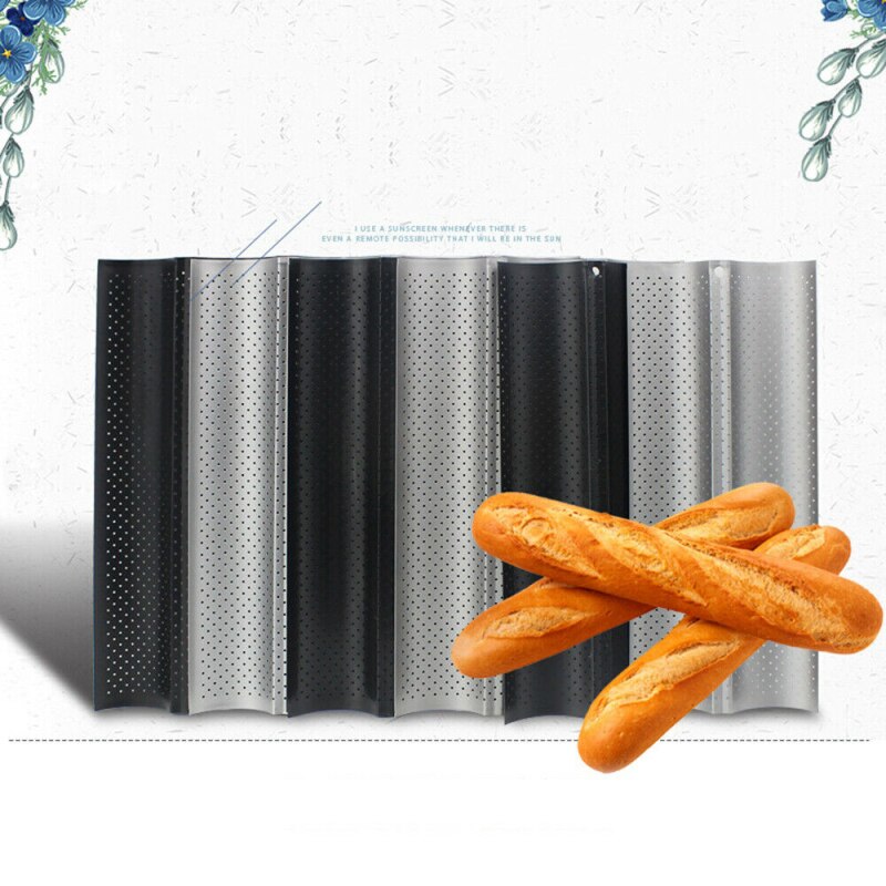 Non-stick Carbon Steel 4 Groove 2 Groove Wave French Bread Baking Tray For Baguette Bake Mold Pan Long Baguette Mold Home Baking