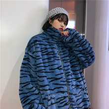 Focal20 Streetwear Zebra Tijger Patroon Vrouwen Rits Jas Retro Winter Warm Vrouwen Jassen Mode Pluche Rits Pocket Jassen: Default Title