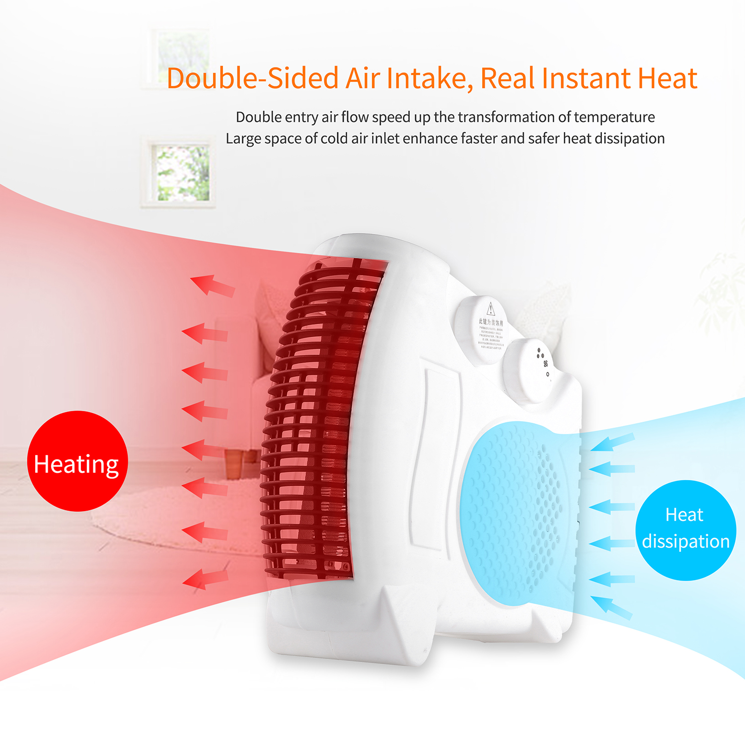 220V 1500W Heater Warm Fan Heater Blower Room Fan Electric Handy Air Heater Radiator Mini Electric aquecedor Home Heating Office