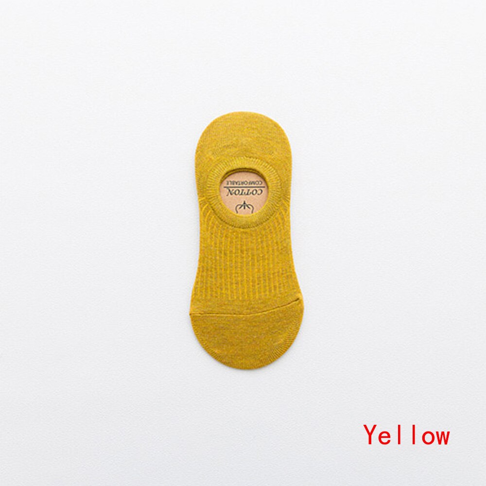 1 Pair Soft Women Socks Solid Color Shallow Mouth Breathable Comfortable Socks Women Cotton Non Slip Boat Cotton Socks: yellow