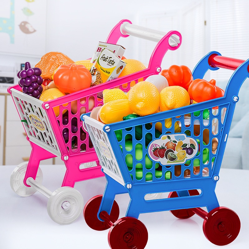 Grande Taille Enfant Maison De Jeu fruit Aliments Set , Supermarché  shopping Chariot Chariot Jouet , Enfant Faire Semblant De Jouer Panier Jouet