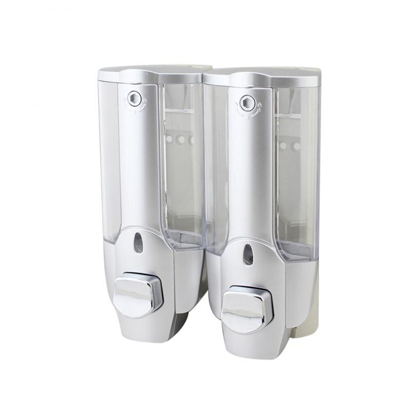 Wall Mount Zeepdispenser Single-Head Handleiding Hand Vloeibare Shampoo Douchegel Dispenser Draagbare Zeepdispenser Lotion Container: double gray