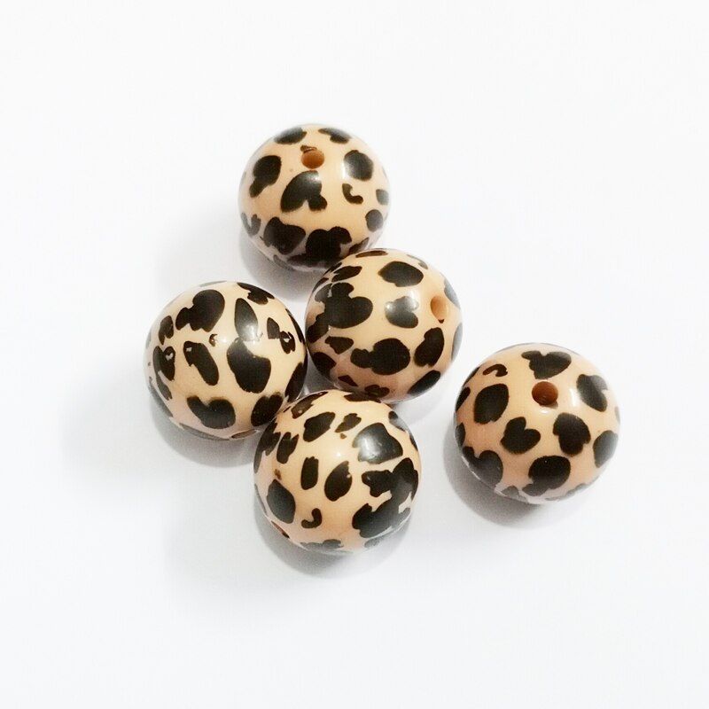 20Mm 100 Stks/partij Chunky Acryl Luipaard/Koe Streep Gedrukt Kralen Voor Chunky Sieraden: peach