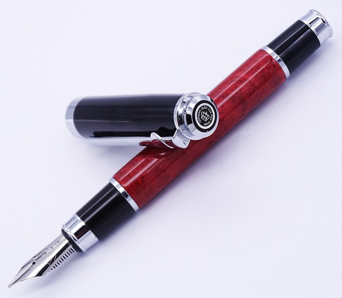 Duke Celluloid Red Fountain Pen Beautiful Quicksand Leonardo Da Vinci Medium Nib Pen Business Office Home Supplies