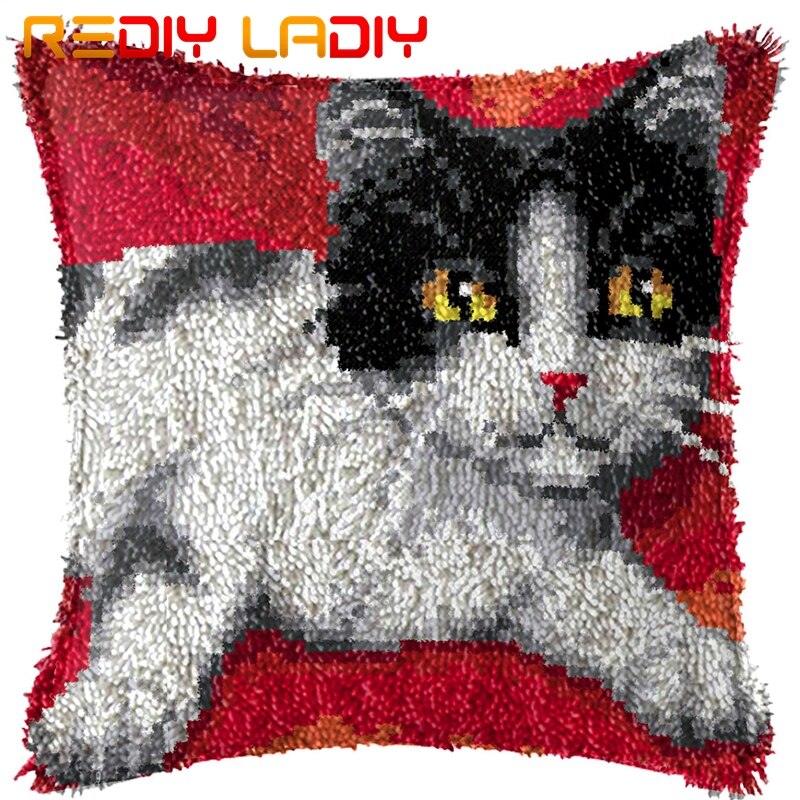 Housse de coussin pré-imprimée en toile avec crochet et animaux, motif hibou, taie d'oreiller en fil acrylique, loisirs créatifs, décoration d'intérieur: Bz750