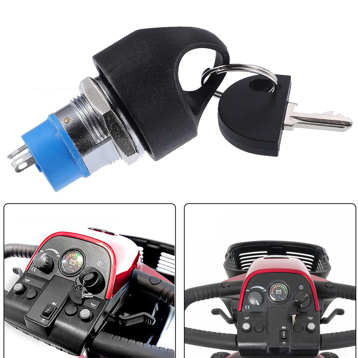 Electric Scooter Lock Ignition Switch Mobility Scooter Spare Start, Replacement Mobility Scooter Start On/Off Ignition Switch