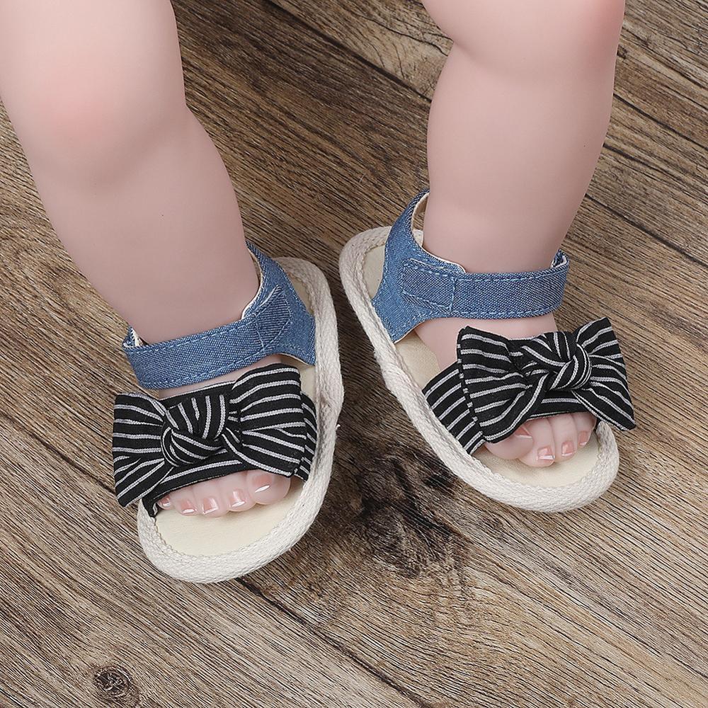 Zomer Baby Meisje Gestreepte Boog Prinses Schoenen Sandalen Baby Meisje Anti-Slip Sandalen Baby Peuter Schoenen Pasgeboren Eerste walker