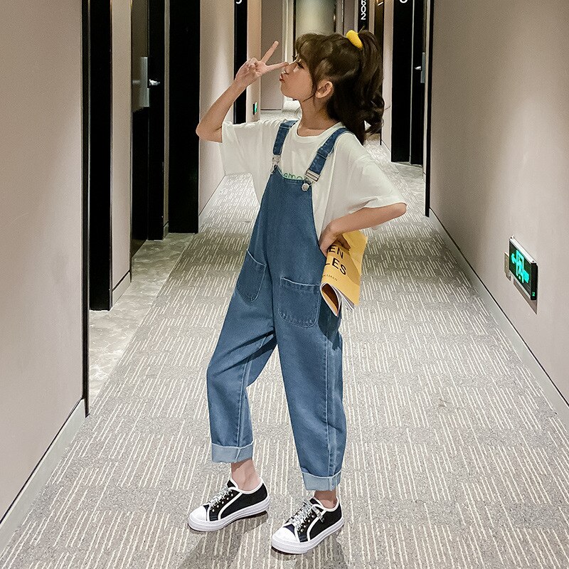 YourSeason 2020 Primavera Estate Brevi Bambini Tute e Salopette Denim Pantaloni Del Bambino di Modo Delle Ragazze Tute e Tute da Palestra Allentato del Cotone Delle Ragazze Pantaloni Della Bretella