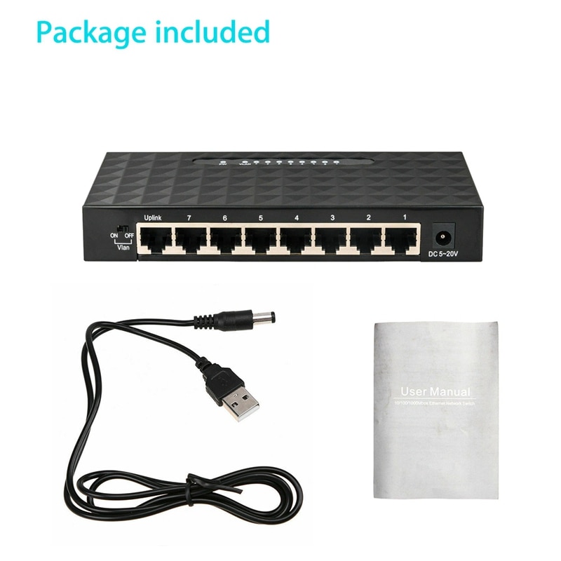 Mini USB Lan Poe Ethernet di Rete Desktop Switch 8 Port 10 100Mbps Internet Veloce Hub