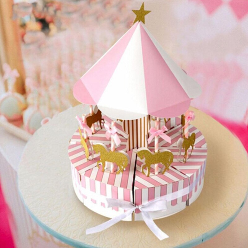 Carrusel de de papel de caja de boda y de bebé ducha caja de dulces decoraciones para de cumpleaños de los niños
