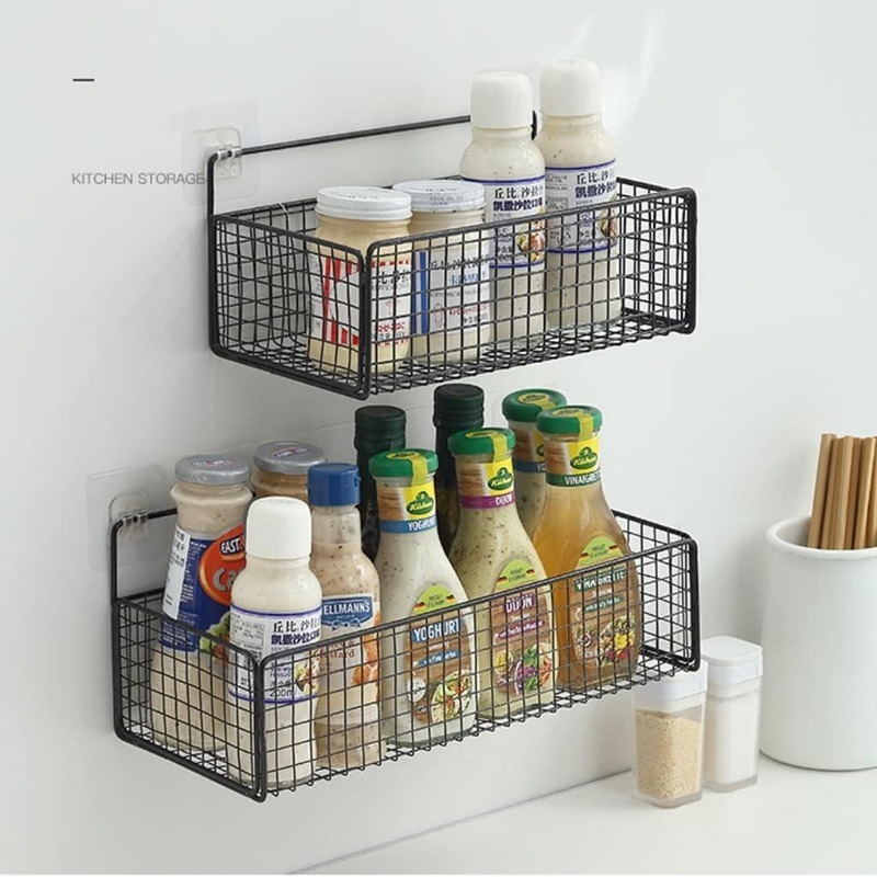 Organizador de baño, organizador de artículos de tocador multifuncional, estante de baño sin perforaciones, estante de almacenamiento de montaje en pared para baño y cocina