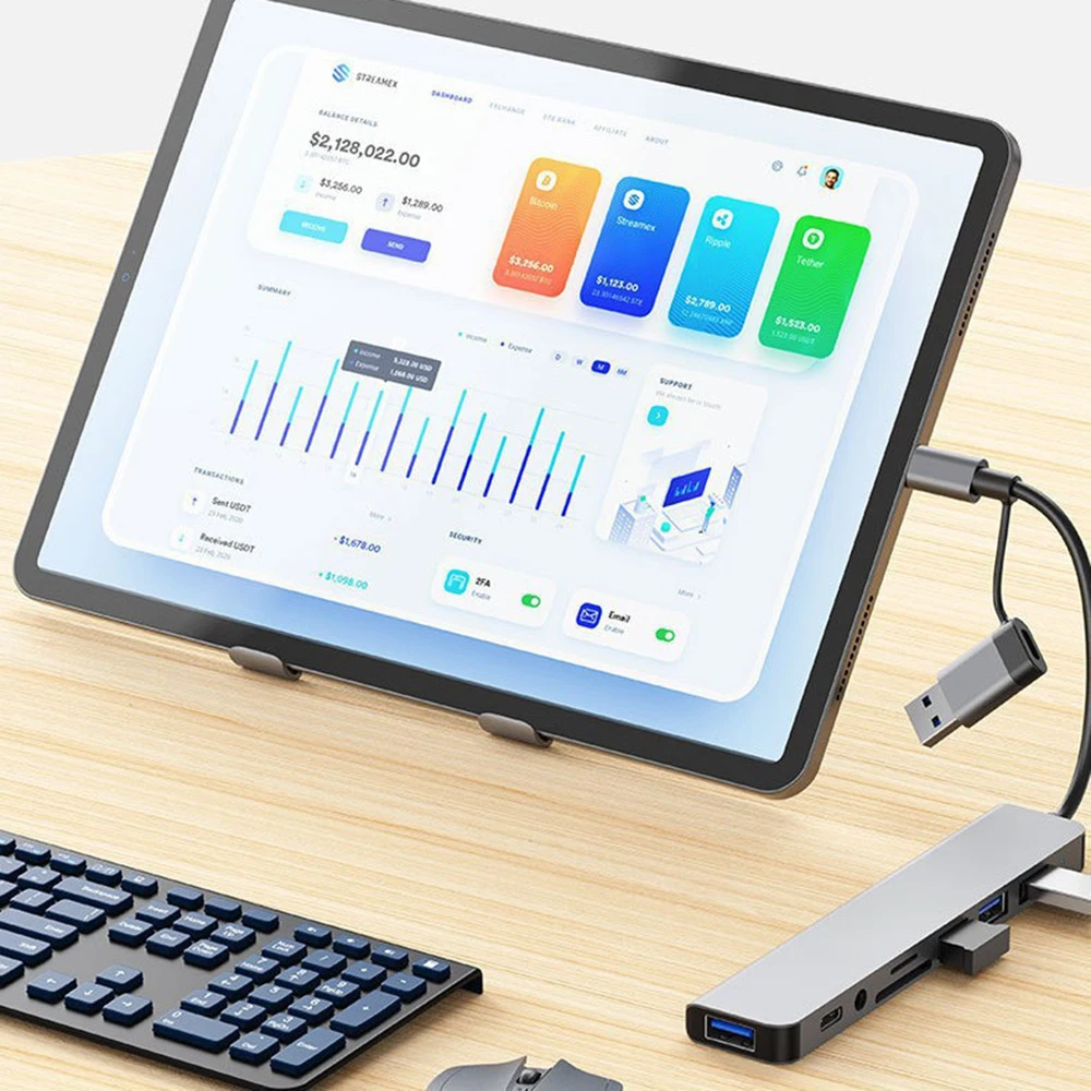 USB C Hub USB Splitter 8 en 2 extensor USB USBC tipo c estación de acoplamiento lector de tarjetas TF/SD adaptador OTG de alta velocidad para Macbook PC